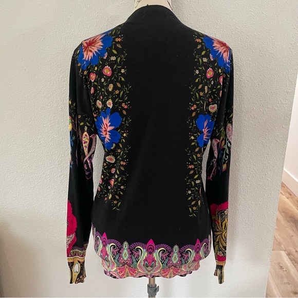 Etro Black top with Blue and Pink Floral Design - Picture 10 of 15